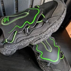Adidas Black Sneakers with Neon Green Highlights